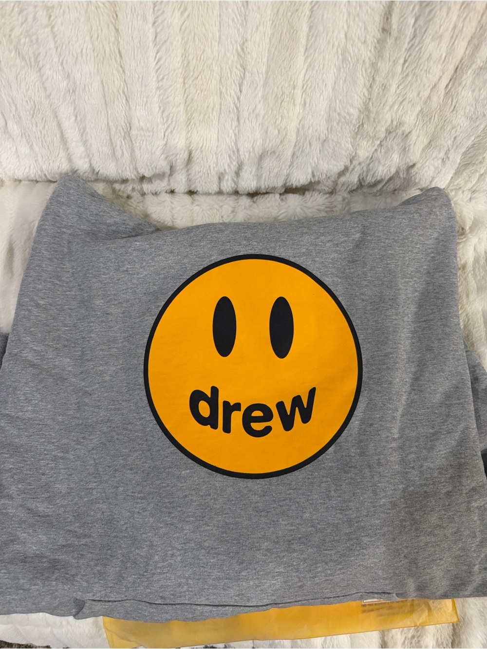 drew house Gray Sweatshirt with Yellow Smiley Graphic